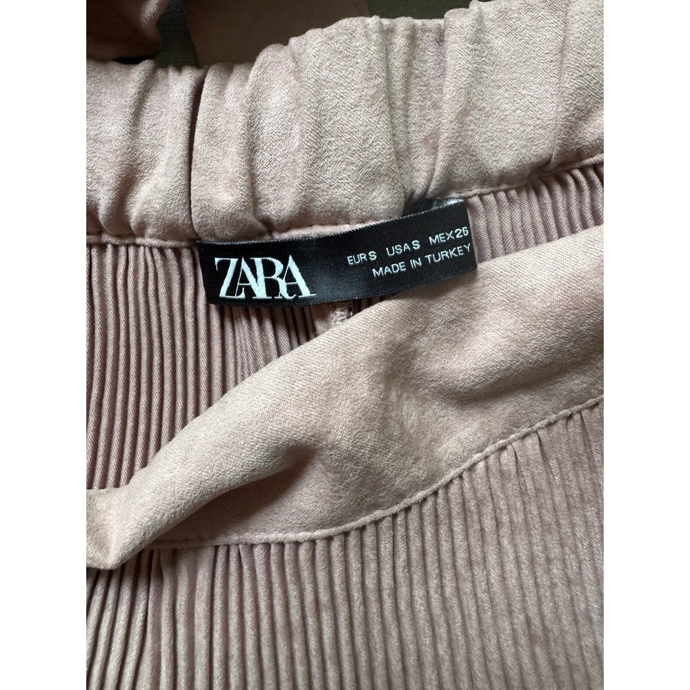 Zara Pleated Skort Wrap Tie Front Dusty Rose Pink Suede Feel Size S Soft Girl - Picture 5 of 7